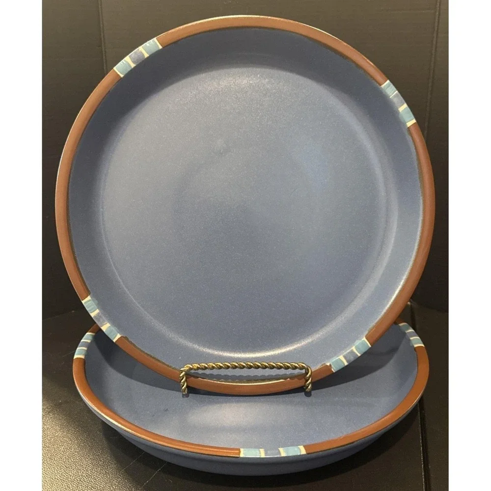 Dansk Mesa Sky Blue Dinner Plates Plate Stoneware Rimmed Southwestern Set Of‎ 2